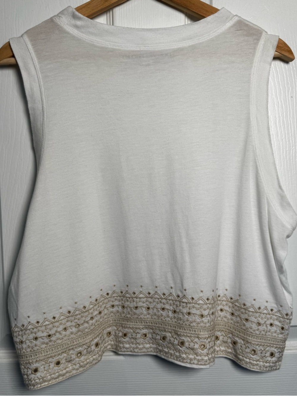 Spiritual Gangster Embroidered Hem Cropped Tank Top White Boho Festival Large - Picture 10 of 10